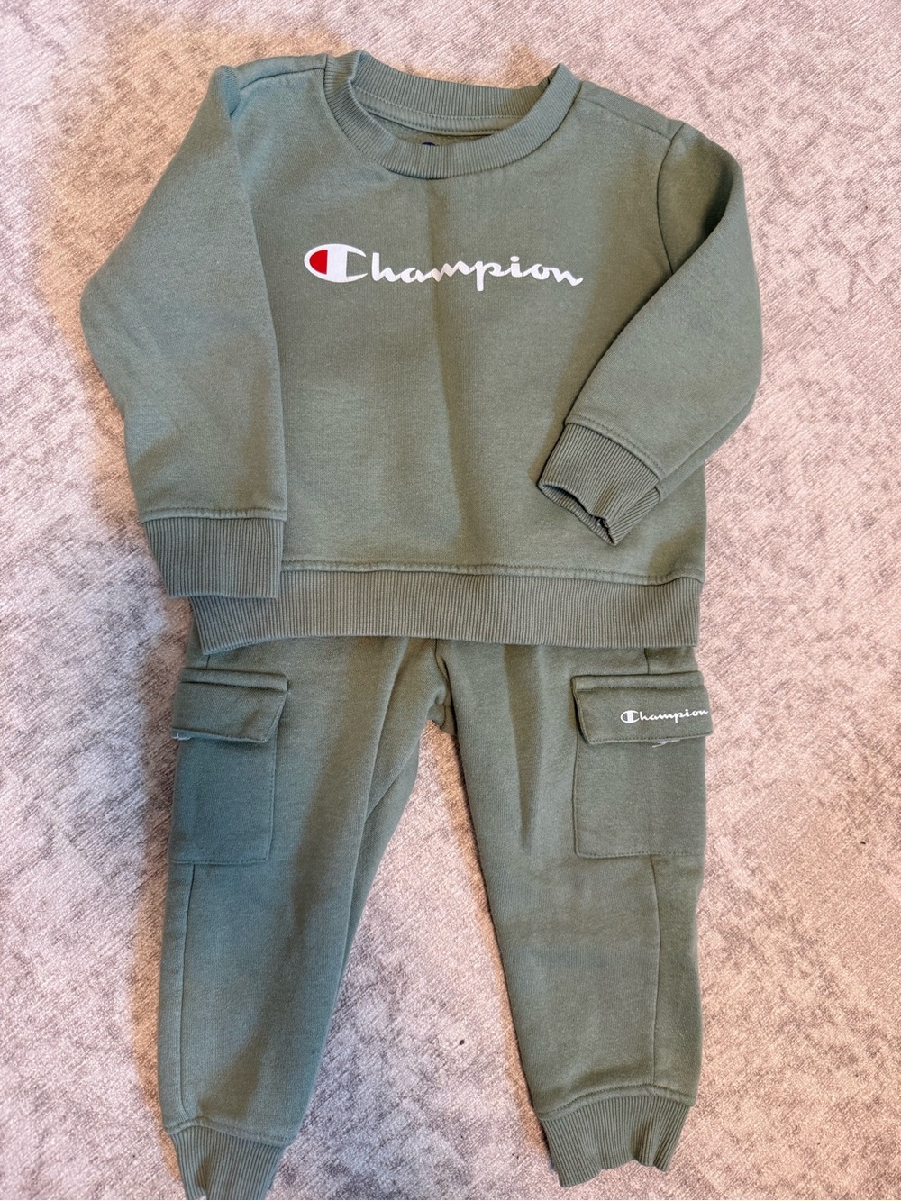 Champion Kids Olive Green Sweatshirt & Cargo Joggers